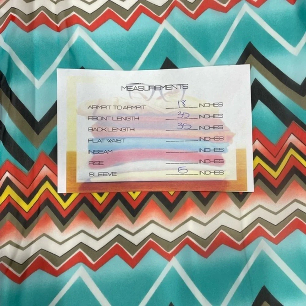 Rachel Kate Blue and Orange Chevron Shift Mini Dress Short Sleeve Size M #4029 - Picture 9 of 10